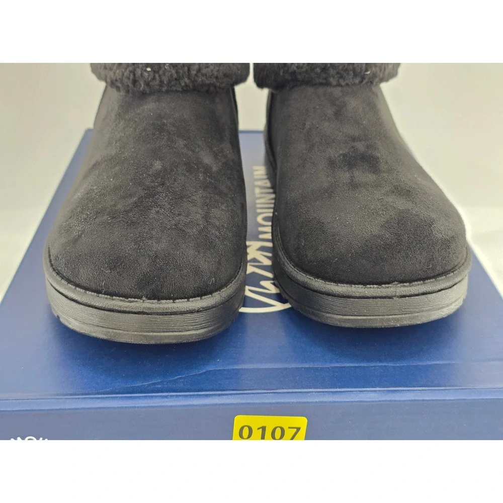 White Mountain Icons Ankle Boots Womens 7.5 Black Faux Fur Suede - New